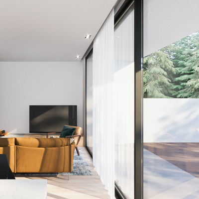 Interior de Sala e vista de jardim