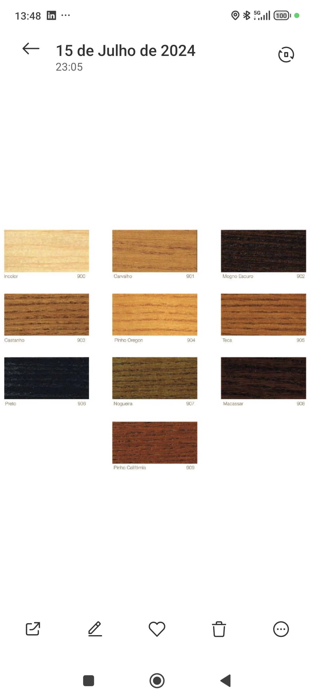 Amostras verniz madeira