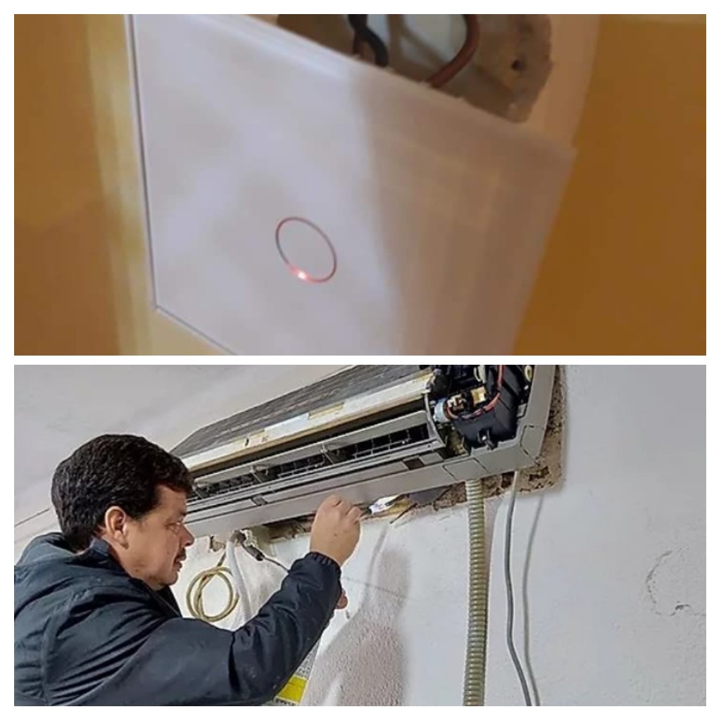 Instalação de ar condicionado e instalação de interruptor digital