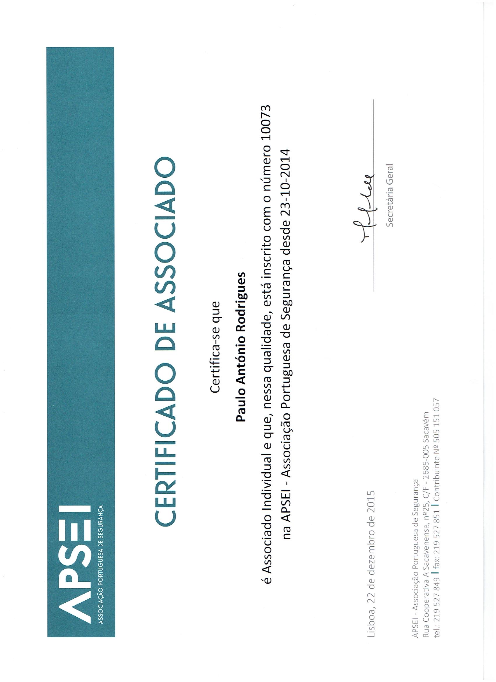 Certificado APSEI