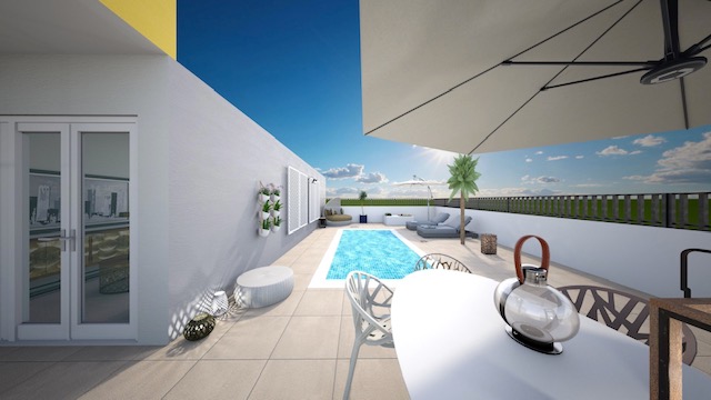 projeto 3D vivenda com piscina