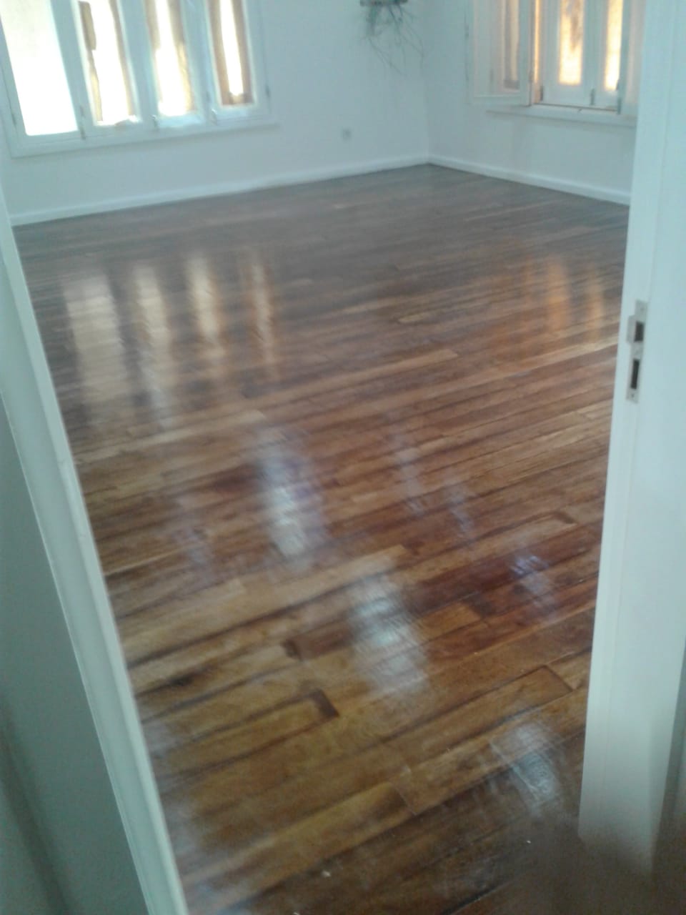 pavimento de madeira maciça envernizada