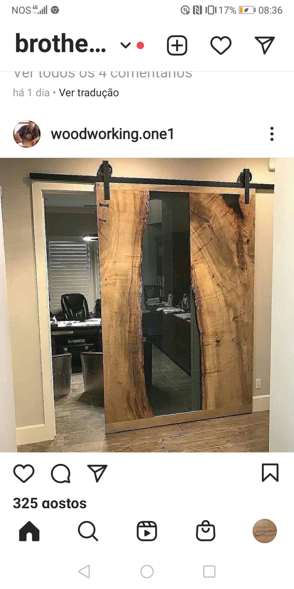 Portas de correr em madeira e resina Epoxy