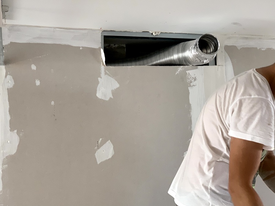 Durante a obra - Cozinha saída exaustão