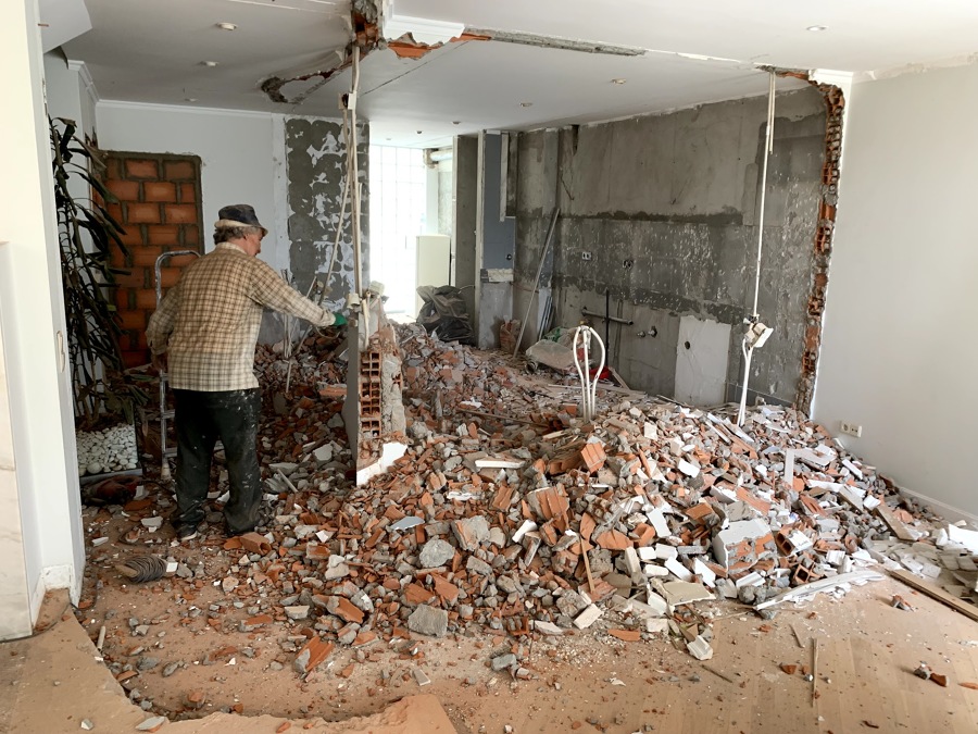 Durante a obra - Hall e Cozinha