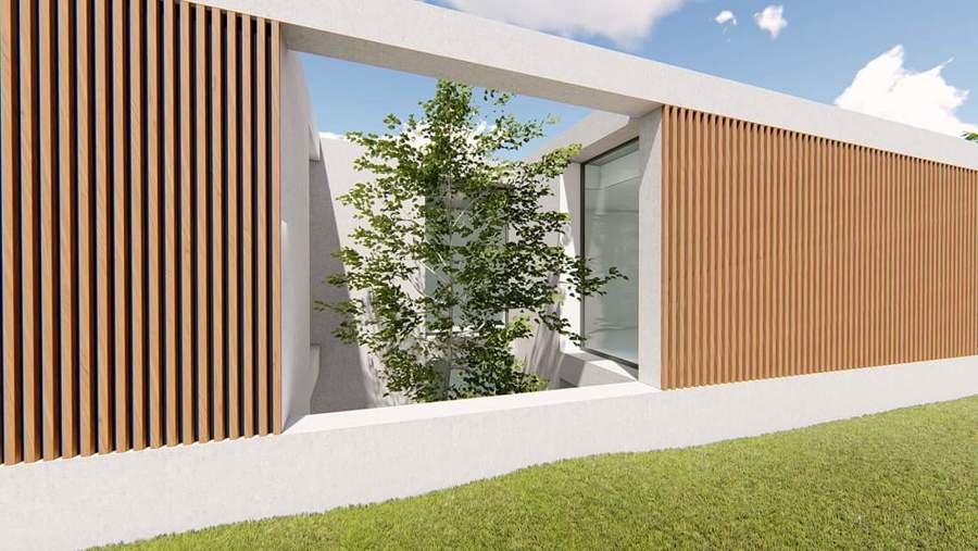 Pátio para o interior da casa