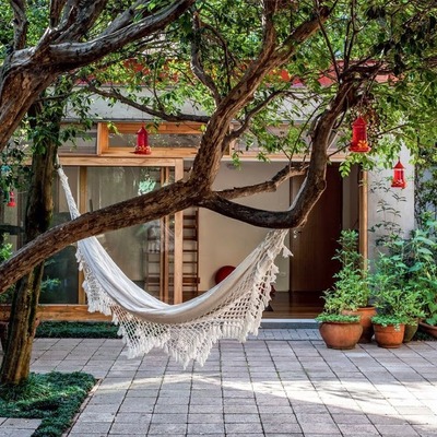 rede de descanço no patio